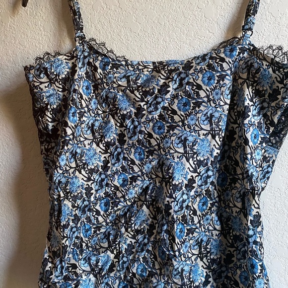 Sandro Floral print satin-twill corded lace trim adjustable straps camisole Sz 8 - Picture 11 of 14